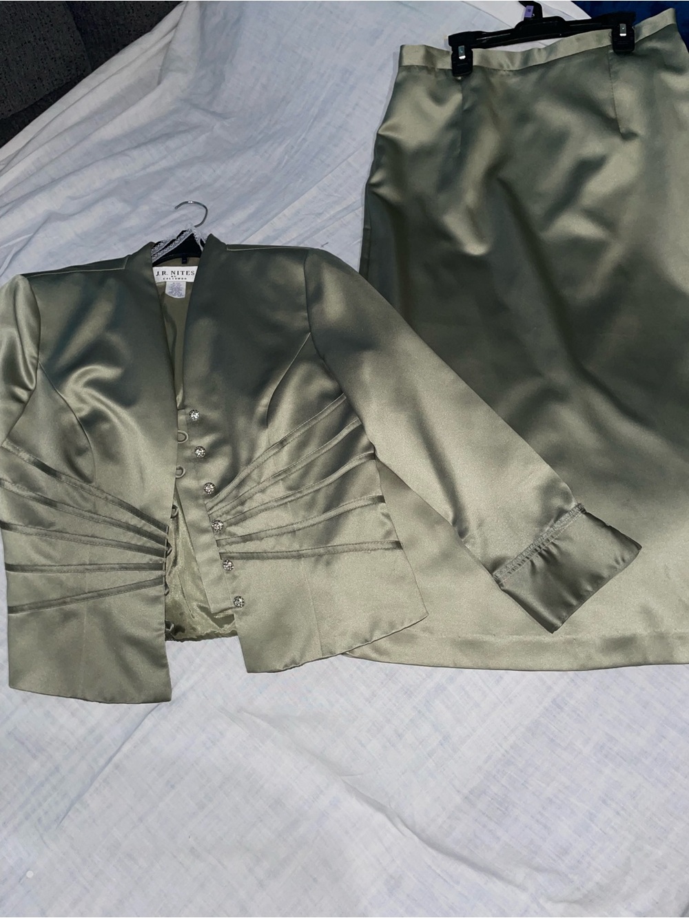 Womens Olive Satin Set